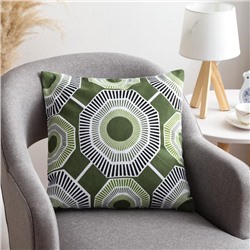 Наволочка декоративная 40×40 см, Circle green, 100% хлопок