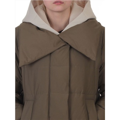 A610 DK. GREEN (KHAKI) Пальто зимнее женское со съемным жилетом (200 гр. био-пух)