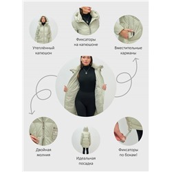 Куртка зимняя женская с капюшоном модная салатового цвета 3193Sl