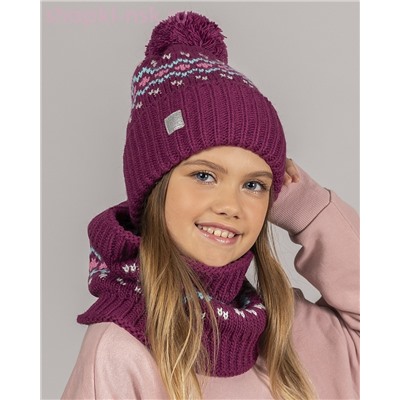 Q 155 D 155 Комплект для девочки флис (колпак+снуд) (52-54)