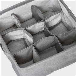 Органайзер для хранения белья LaDо́m, 9 ячеек, 28×28×11 см, серый