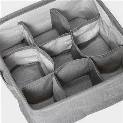 Органайзер для хранения белья LaDо́m, 9 ячеек, 28×28×11 см, серый