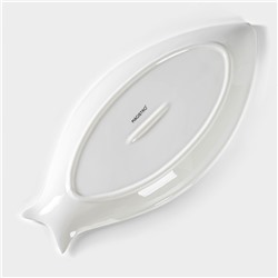 Блюдо Magistro «Рыбка», 35×16.5×3 см, фарфор, белое