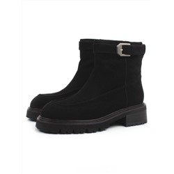 01-A51-4B BLACK Ботинки демисезонные женские (натуральная замша, байка)