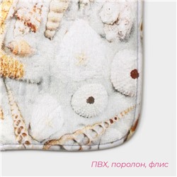 Коврики для ванной и туалета Доляна «Ракушки», 2 шт., 45×36 см, 75×44 см