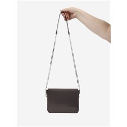 Ручка для сумки, с плоскими цепочками и карабинами, 120×3 см, цвет коричневый, серебряный