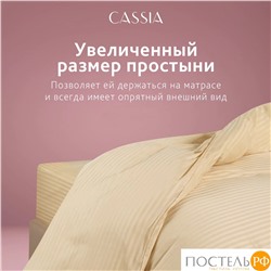 CASSIA ЛЮКС Страйп Сатин беж Простыня 230х250-1, 1 пр., хл/сатин