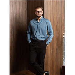 002J Мужская рубашка JenTa серо-голубой