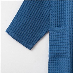 Халат вафельный мужской удлиненный «Этель» Boho, размер 46-48, 100% хлопок, 290 г/м², синий