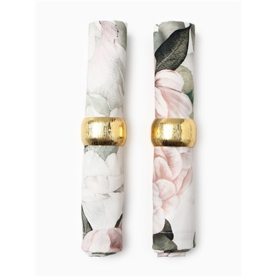 Набор салфеток с декоративными кольцами «Этель. Пионы» 40×40 см - 2 шт., 100% хлопок, саржа 190 г/м²