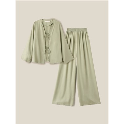 Пижама женская (рубашка, брюки) SL HOME Modal Home, зелёная