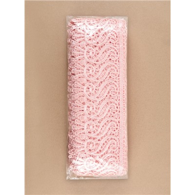 Кружево гипюровое, 94 мм, 11±1 м, цвет нежно-розовый