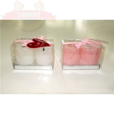 Н-р их 2-х свечей воск small pearls 11*5.5*7 см