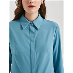 Блузка серо-голубого цвета с длинным рукавом