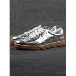 03-B6C-7C GREY/SILVER Кеды женские (натуральная кожа)