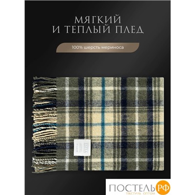 Estia  ПРАТО Плед желт-зел 150х200/10х2 см, 1 пр, 100% шерсть , 350 гр/м2