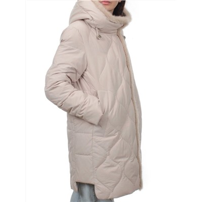 310 BEIGE Пальто зимнее стеганое женское (200 гр. холлофайбер, натуральная норка)