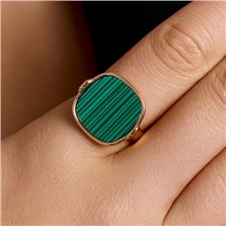 Кольцо 18 р ювелирная бижутерия коллекция "Дубай" покрытие позолота, вставка: пластик, цвет: зеленый, арт.414.581-18