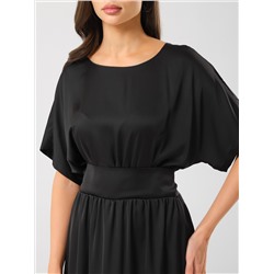 Платье нарядное чёрное с широким поясом