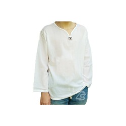 Хлопковая тайская рубашка  V-Neck Cotton  White V Neck Shirt Style