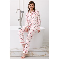 Брюки белые в сердечко с карманами