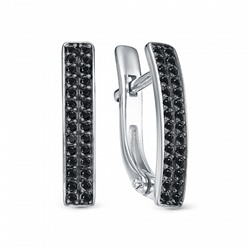 Серьги с фианитом родированные серебро 925*