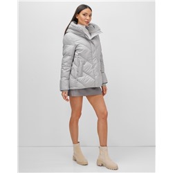 Куртка зимняя женская из овчина стильная и модная серого цвета 7348Sr