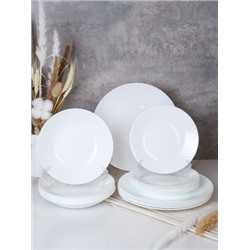 Столовый набор 18 предметов фактурный  GRAY-18 7518 (WHITE) /уп 2/