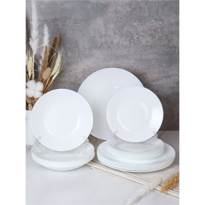 Столовый набор 18 предметов фактурный  GRAY-18 7518 (WHITE) /уп 2/