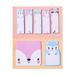 Набор фигурных бумажных закладок «Енотики», 20 листов × 7 цветов, 57×17 мм, 60×60 мм, 57×36 мм