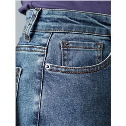 Широкие джинсы с декоративной стиркой из эластичного плотного денима