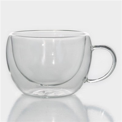 Кружка с двойными стенками Magistro «Лиди. Дуо», 200 мл, 12×9.5×6.5 см, стекло, прозрачная