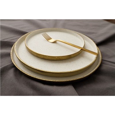 Блюдо фарфоровое сервировочное с бортиком Magistro Poursephona, d=25.5 см, бежевый