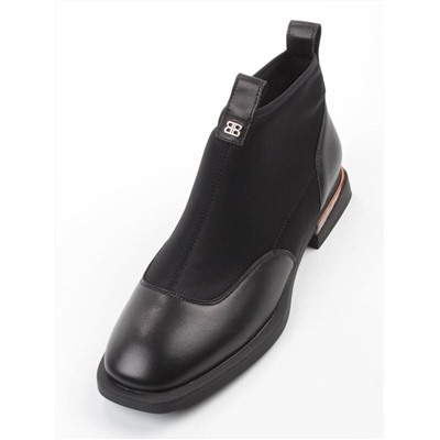 01-B44B-81A BLACK Ботинки демисезонные женские (натуральная кожа, текстиль, байка)