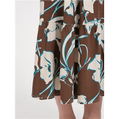 Платье коричневое с поясом