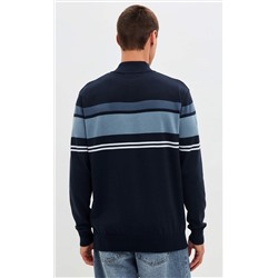 Джемпер мужской с воротником на молнии P221-15-1748 сине-голубой