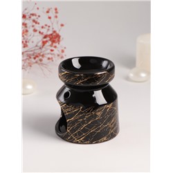 Аромалампа для эфирных масел «Чёрный мрамор с золотыми трещинками», керамика, 9.8×9.8×11 см