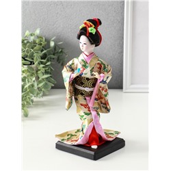 Кукла коллекционная «Японка в цветочном кимоно с бабочкой на руке», 25×9.5×9.5 см