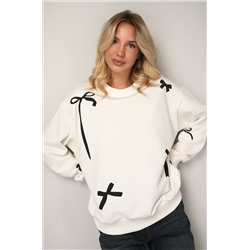 Женский свитшот оверсайз из футера трехнитки Happyfox