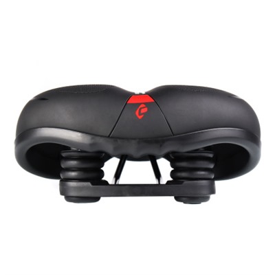 Седло велосипедное комфортное COMIRON TOKYO C012 265x220, Технологии: ED, MEMORY FOAM, Верх: PU с пресс. принтом, Цвет: Чёрный+Красный/ АКЦИЯ /уп 20/