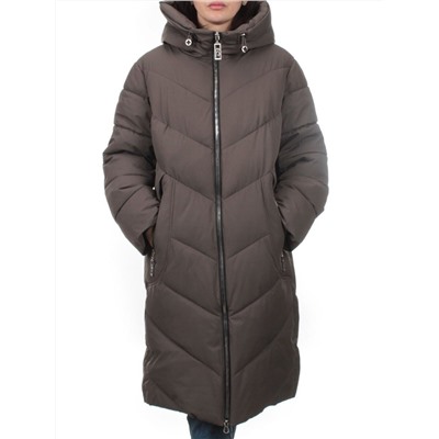 2413 GREY BROWN Пальто зимнее женское (200 гр. холлофайбер)