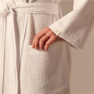 Халат вафельный женский SL HOME: Basic «Блан де Блан», хлопок 100%, белый