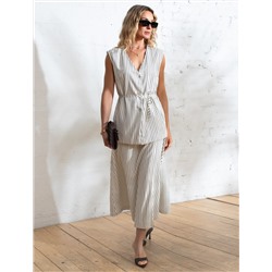 Юбка миди на запАх в полоску из легкого хлопкового поплина