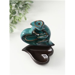 Подставка для благовоний TAKE IT EASY «Сердце», набор благовоний конусы, стелющийся дым, зелёное, 13×9×16 см