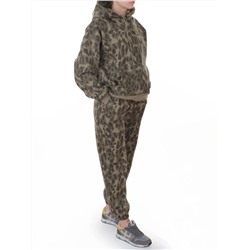 868-6 GREEN/LEOPARD Костюм спортивный зимний женский (95% хлопок, 5% полиэстер)