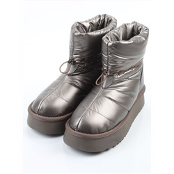 04-WA003-3M GRAY/BRONZE Ботинки зимние женские (натуральная кожа, курточная ткань, 100% шерсть)