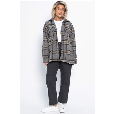 Пальто-рубашка Хармони (серо-бежевая) Б15041-5М