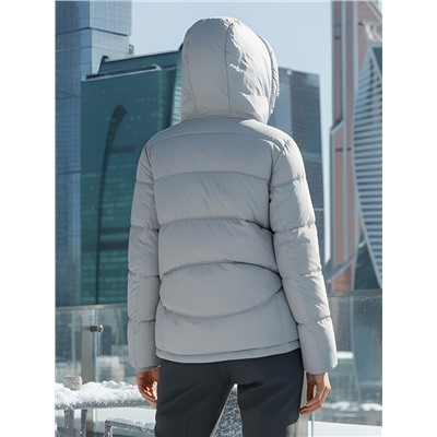 Куртка зимняя женская из овчина стильная и модная серого цвета 7348Sr