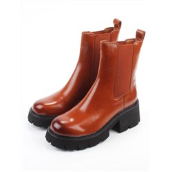 01-BE22B-4C BROWN Ботинки демисезонные женские (натуральная кожа, байка)