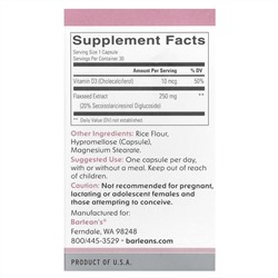 Barlean's, Brevail, экстракт лигнана из растений, 30 капсул